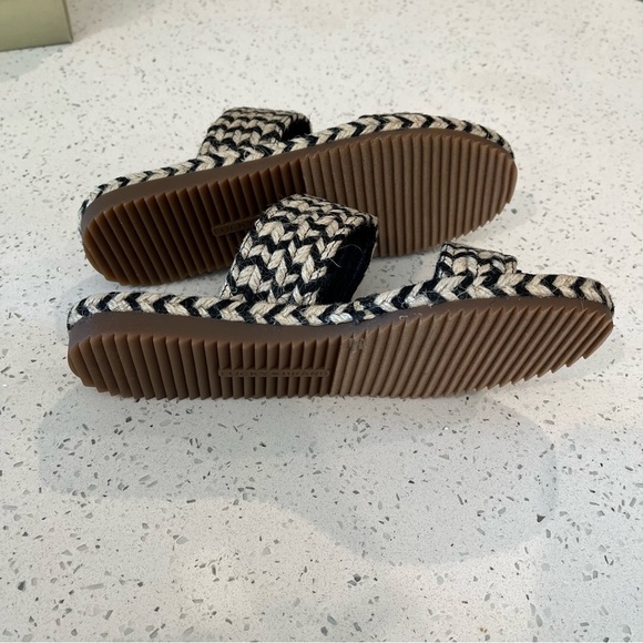 NIB Lucky Brand Size 7 Black Decime Slide Sandals Two Tone Braiding Flat - Picture 5 of 6